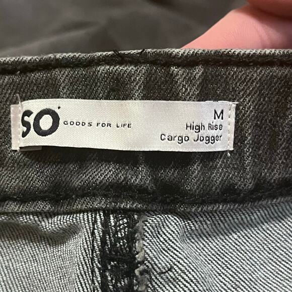 Black denim Cargo Jogger Jeans Y2K Grunge Streetwear Utility Pants Size Medium - Picture 6 of 8